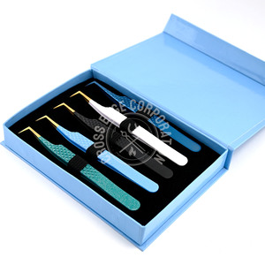 Pince à épiler pour extension de cils 90 degrés pointe spéciale couleur Pantone cils individuels pince à épiler pour extension de cils en acier inoxydable - Product Image 5