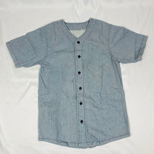 Omega Denim Baseball Jersey Greek Letter Logo Custom <b>School</b> Gear Button Up Men Fraternity Streetwear Wholesale OEM Customizable - Product Image 1