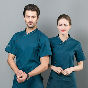 Short Sleeve Chef Jacket for <b>Kitchen</b> Restaurant & Bar Hotel Cook Workwear Uniform for Restaurant & Bar Staff - Product Image 3