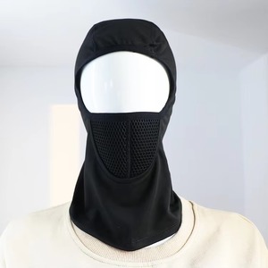 Pasamontañas unisex de poliéster a cuadros negro, máscara facial transpirable de malla para deportes al aire libre, talla adulto 52-54cm - Product Image 2