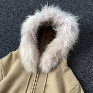 Sudadera con capucha de forro polar grueso estilo streetwear personalizada, oversize, con cremallera y capucha de piel sintética desmontable para hombre - Product Image 2