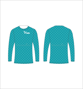 Maillot de sport personnalisé à manches longues en sublimation, léger, avec motif à pois bleu sarcelle et blanc, fournisseur en gros - Product Image 1