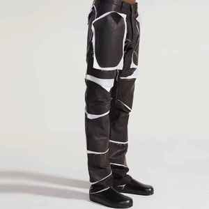 Pantalones Cargo de Cintura Alta con Parches para Mujer, Talla Grande, Estilo Utilitario en Blanco y Negro, Corte Regular, para Otoño - Product Image 5