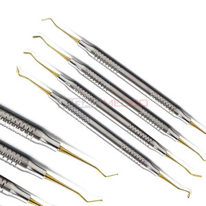 Ensemble de 4 instruments dentaires manuels légers en acier inoxydable allemand plaqué or, de haute qualité, certifiés CE, pour la restauration dentaire - Product Image 5