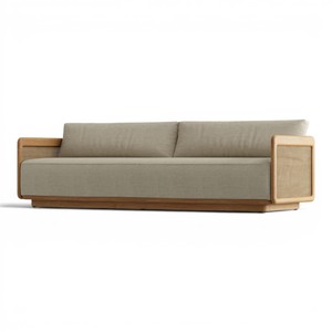 Sofá de Jardín de Madera de Teca Sostenible con Certificación SVLK, 3 Plazas, con Cojines Resistentes a los Rayos UV de Alta Densidad, Muebles de Exterior Ecológicos - Product Image 1