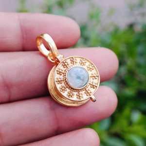 Natural Moonstone Secret Compartment <b>Locket</b> Pendant Handmade 925 Sterling Silver Vintage Style Third Party Certified Unisex - Product Image 6