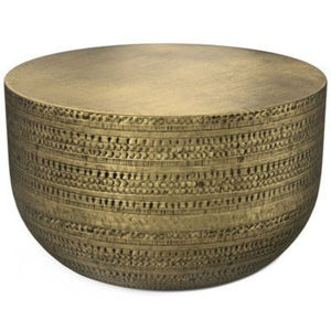 Nouvelle table basse ronde décorative moderne noire avec plateau en bois et structure en métal pour salon - Product Image 6