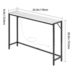 Consolle moderna in rovere, design stretto e lungo, con presa di corrente, tavolino sottile da divano con tubi in ferro e dispositivo anti-ribaltamento per ingressi. - Product Image 6