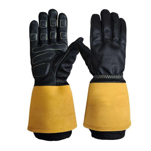 Gants de sécurité en gros résistants à la chaleur et au feu, en cuir de chèvre et croûte de cuir de vache, pour soudeurs MIG/TIG - Product Image 1