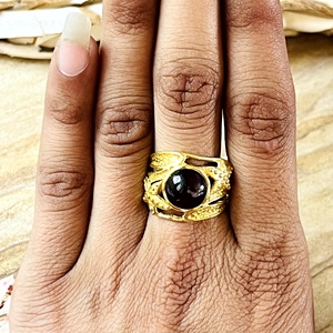 Market Favorite Boho Floral <b>Garnet</b> <b>Ring</b> Tribal Brass <b>Rings</b> Women 18k Gold Plated Floral Vintage <b>Ring</b> Jewelry Wholesale/OEM/ODM - Product Image 6