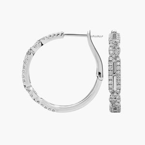 ต่างหูห่วงเพชรเพาะเลี้ยงแบบ Pavé Link ทองคำขาว 14K - Product Image 3