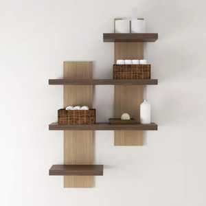 <b>Rustic</b> Reclaimed Wood Floating Plank <b>Shelf</b> Set 4 Tier Heavy Duty Solid Wood Wall Mounted Display Rack Natural Timber Storage Led - Product Image 1