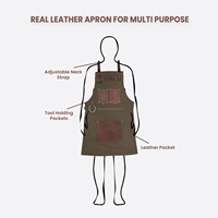 Tablier d'artiste multifonctionnel en toile sans manches Poche en cuir imperméable pour café serveur menuiserie AAA-0050 en coton