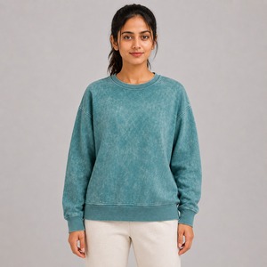 Sweat-shirt en coton pour femme, style délavé, avec imprimé respirant, confortable - Product Image 5