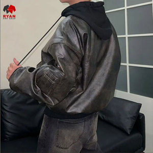Ryan Pro แจ็กเก็ตหนังผ้าสวมใส่สบายพร้อมโลโก้ตามสั่ง - Product Image 2