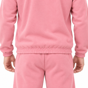 Unisex <b>Pink</b> 100% Cotton Eco-Friendly Breathable Lightweight Fleece <b>Tracksuit</b> Full Zip Sweatshirt Sweatpants <b>Set</b> Casual Summer - Product Image 5