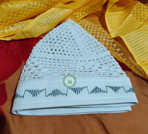 Chapeaux Kufi musulmans à bande, tricotés à la main, de haute qualité, pour hommes, usage quotidien, extérieur, décontracté, 100% coton, ajustables, respirants, exportés du Bangladesh - Product Image 5