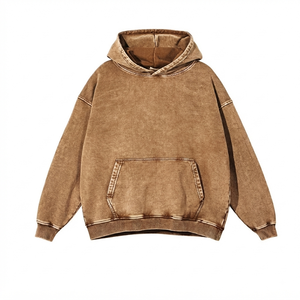 Vente en gros de sweats à capuche de haute qualité en coton 100% lavé à l'acide, série High Street, décontractés, pour hommes, à capuche, unis, avec logo personnalisé - Product Image 5
