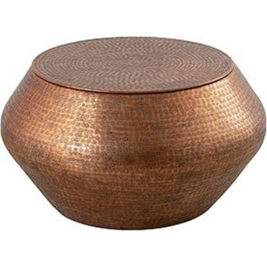 New Arrival Hammered Brass Coffee <b>Table</b> <b>Round</b> Modern Contemporary Living Room Furniture <b>Gold</b> Finished Metal Top - Product Image 6