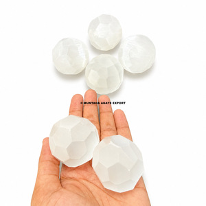 High Quality Muntaha Handmade Healing Feng Shui Faceted Selenite <b>Crystal</b> Sphere Sculpture Art Collectible Home - Product Image 4