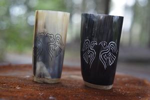 High Quality Eco-Friendly Handmade Buffalo Horn Glass Drinking <b>Mug</b> Brass Rim Modern Style Low Price Home Decoration - Product Image 2