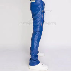 Pantalon en cuir pour homme, coupe slim, taille mi-haute, léger, respirant, écologique, couleur foncée - Jambe droite moderne, décontracté, tendance, pour le quotidien - Product Image 4