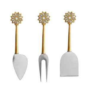 Couteaux à fromage décoratifs vintage en laiton, design marguerite, ensemble d'accessoires à fromage écologiques, outils à fromage en métal pour la table de cuisine - Product Image 1