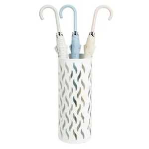 Modern White Metal Umbrella Stand with Raindrop Cutouts Creative Umbrella Pattern Entryway Walking Stick Holder Tall Cane Rack - Product Image 5
