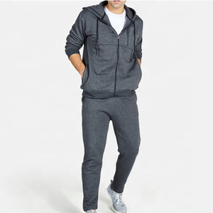 Survêtement à capuche gris foncé pour homme, couleur unie, décontracté, avec poches latérales, taille élastique, coupe régulière, pour l'hiver, pour adultes - Product Image 1