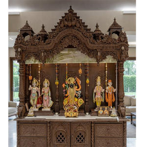 Mandir de Madera de Teca Tallada de la Mejor Calidad, Estilo Indio del Sur Personalizado, Impermeable, Plegable, con Función de Almacenamiento, Fábrica en Australia - Product Image 6