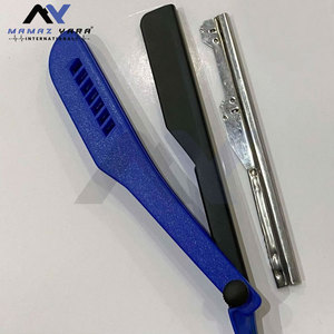 RTS High Quality Blue Straight <b>Edge</b> Barber Razor for Men Durable <b>Plastic</b> Handle with Slide-out Stainless Steel Blade - Product Image 3