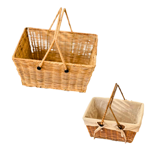 Cesta de Almacenamiento de Mimbre Ecológica con Soporte Metálico, Forro de Algodón Suave Extraíble, Multifuncional, Ideal para Regalos - Product Image 1