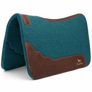 Almohadilla de lana personalizada para silla de montar de caballo con ribete de cuero marrón, aplique de logo frontal, color sólido, unisex, transpirable, acolchada, para equitación. - Product Image 1