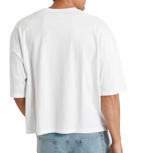เสื้อยืดผู้ชายทรงบ็อกซี่ผ้าฝ้าย 100% คุณภาพดี  คอริบบ์หรูหรา  รับออกแบบโลโก้ตามสั่ง เสื้อผ้าผู้ชาย - Product Image 2