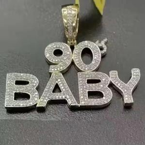 Pendentif personnalisé en or jaune 14 carats plaqué, 3 pièces, avec moissanite véritable taillée, bijou délicat en argent sterling, breloque diamant pour les fêtes - Product Image 2