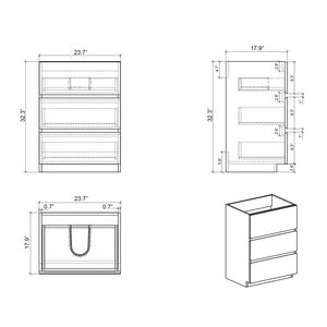 Mobile bagno moderno TIA da 24 pollici grigio con lavabo, 3 fori per rubinetteria, ampio spazio contenitivo, mobiletto da terra singolo - Product Image 6