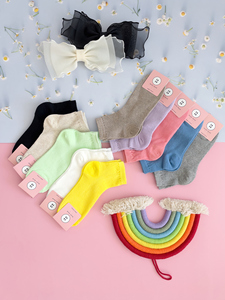 Calzini da donna coreani alla moda estivi sottili e traspiranti in rete intera con vari colori pastello - Product Image 1