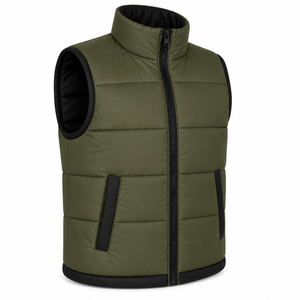Custom Logo <b>Mens</b> Bubble Vest Stand Collar Full Zipper Two Tone Padded Outerwear <b>Jacket</b> Welt Pockets Custom Contrast Puffer Vest - Product Image 3