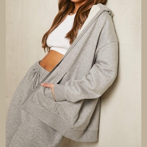 Nouveau sweat à capuche zippé intégral en gros, épais, sur mesure, avec logo personnalisé, pour femme - Product Image 5