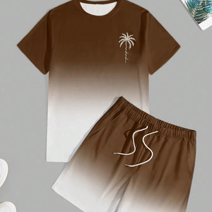 Wholesale 100% Cotton Men <b>Twinset</b> Slim Fit Short Sleeves Crew Neck T-Shirts Shorts Embroidered Summer Collection Made Pakistan - Product Image 1