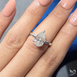 แหวนเพชรทรงลูกแพร์ 3 กะรัต ได้รับการรับรองจาก IGI เพชรเพาะเลี้ยงสำหรับงานหมั้น ทองคำแท้ 10K แหวนเพชรเม็ดเดี่ยวทรงโซลิแทร์ พร้อมวงแหวนรอบเพชรแบบซ่อน - Product Image 4