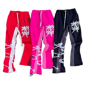 Pantalon de survêtement personnalisé de haute qualité avec motif imprimé en relief, pour hommes et femmes, OEM, bicolore, coupe large, respirant, été-printemps - Product Image 1