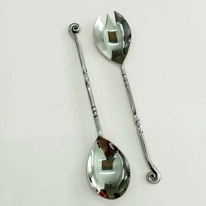 Cuillère et fourchette de haute qualité ustensiles de service plaqué argent avec poignée en or cuisine Design royal ensembles de table à manger couverts - Product Image 4