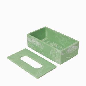 Boîte à mouchoirs en résine verte artisanale, porte-mouchoirs rectangulaire décoratif, organisateur de table de luxe pour la maison, le bureau ou la salle de bain - Product Image 5