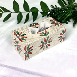 Caja para pañuelos de nácar con patrón de rejilla de diamantes - Decoración del hogar - Product Image 2