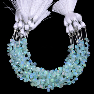 Perles de pierres précieuses opale bleue ultra naturelle de qualité supérieure, facettées en forme de poire, pour la fabrication de bijoux, bracelets et colliers - Product Image 2