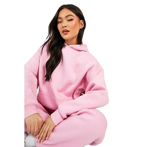 Best Quality Women Cotton Blend <b>Tracksuit</b> Pullover Hoodie and Jogger Pants Custom Logo Winter Sportswear Supplier - Product Image 4