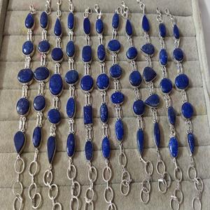 Pulsera de Lapislázuli de Súper Calidad con Cuentas de Aguamarina y Técnica de Tallado, Hermosa Piedra Preciosa de Cuarzo/Ágata/Piedra Natural - Product Image 4