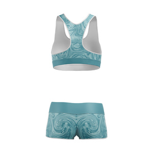 Conjunto de Top Deportivo con Escote Redondo y Pantalones Cortos de Cintura Alta, Personalizado, de Alta Calidad, con Logotipo Impreso por Sublimación en la Parte Delantera, Tallas Grandes, Ropa de Yoga para Mujer - Product Image 5