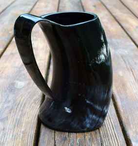 Nordic Buffalo Drinking Horn <b>Mug</b> Matching Stand Handmade Rustic Eco-Friendly <b>Large</b> Capacity Barware for Parties Gatherings - Product Image 3